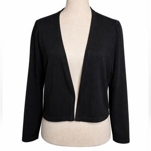 NWT Talbots Black Cropped Cardigan Cotton Modal Open Front Lightweight Sweater